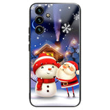 Samsung Galaxy A14 (5G) Christmas Case w. Back Glass - Santa Claus and Snowman