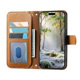 iPhone 18 Pro / 17 Pro EIDERWOOD Faux Leather Flip Case with Texture & Strap - Brown