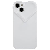 iPhone 14 3D Plastic Case Flexible with Heart - White