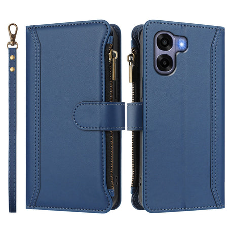 OPPO A6x EIDERWOOD Faux Leather Flip Case with 9 x Card Holder & Zipper Pocket - Blue
