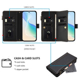 OPPO A6x EIDERWOOD Faux Leather Flip Case with 9 x Card Holder & Zipper Pocket - Black