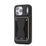 iPhone 17 Pro EIDERWOOD Faux Leather Back Case with Card Holder & Stand Function - MagSafe Compatible - Black