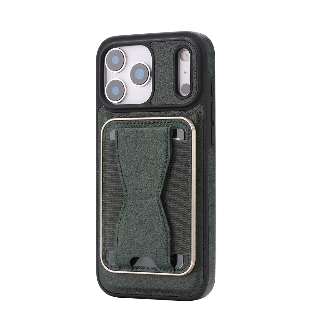 iPhone 17 Pro EIDERWOOD Faux Leather Back Case with Card Holder & Stand Function - MagSafe Compatible - Green