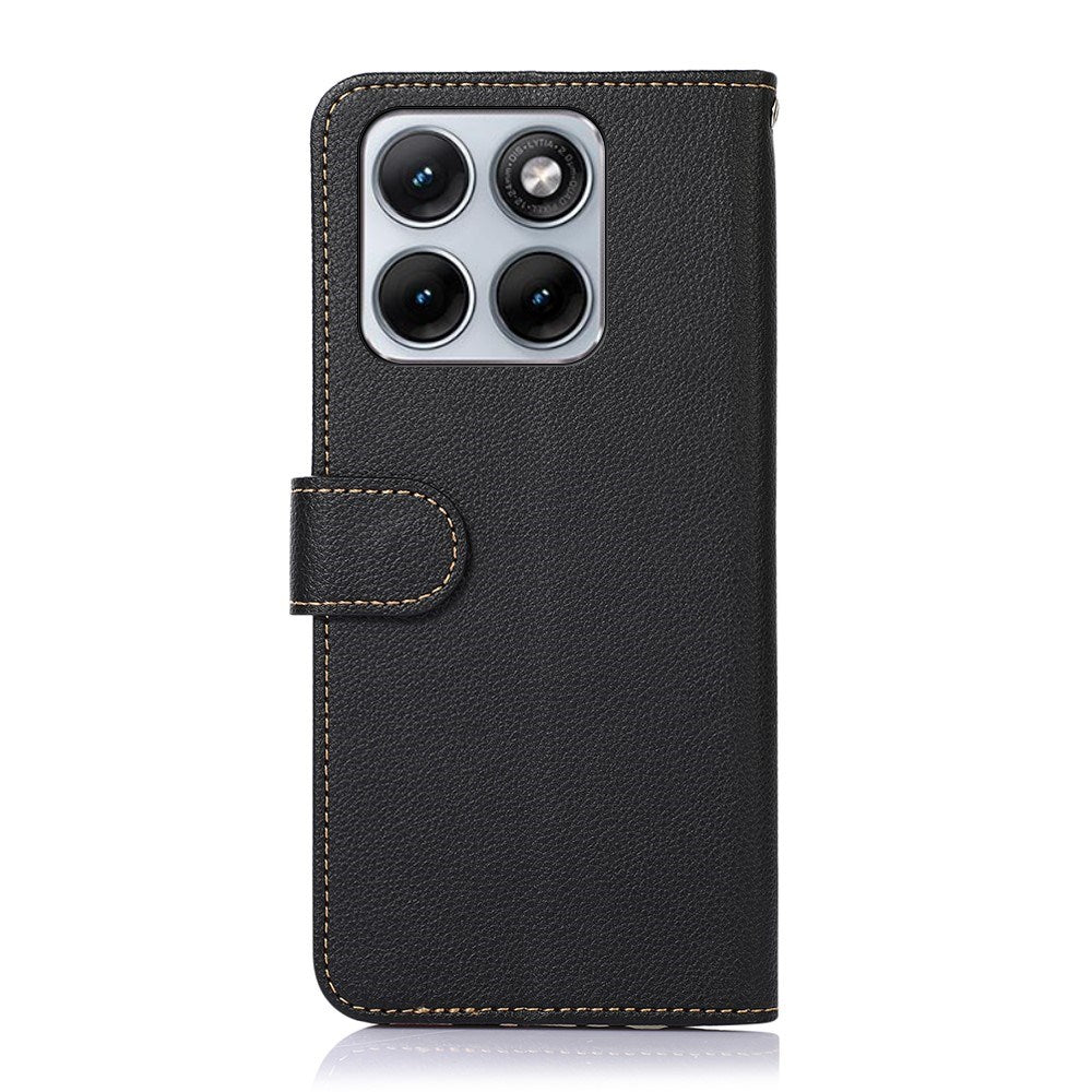 Motorola Edge 70 Fusion EIDERWOOD Faux Leather Flip Case with Strap – Black