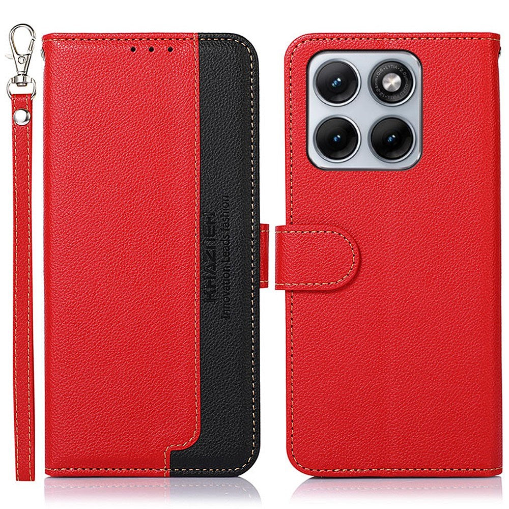 Motorola Edge 70 Fusion EIDERWOOD Faux Leather Flip Case with Strap – Red