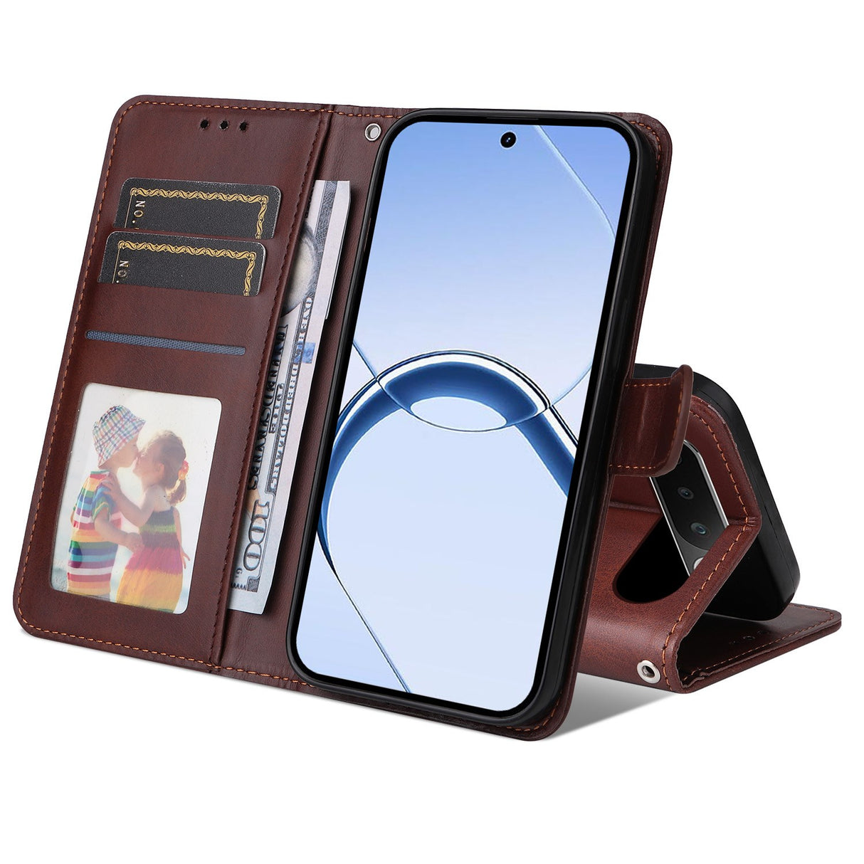 Realme 16 EIDERWOOD Faux Leather Flip Case with Strap - Brown