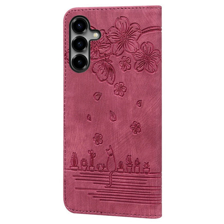 Samsung Galaxy S26 EIDERWOOD Flip Cover with Print / Card Holder / Strap - Red