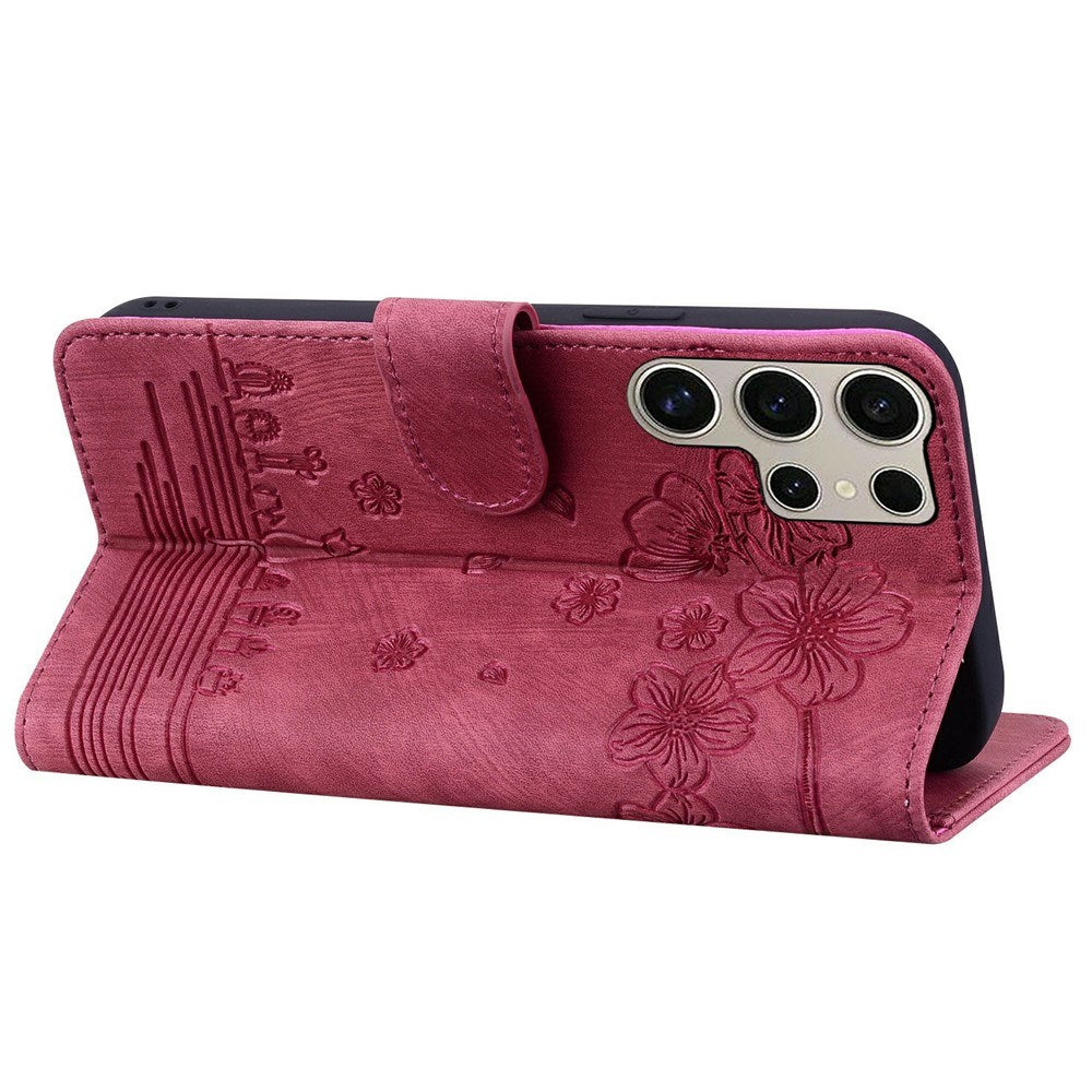 Samsung Galaxy S26 Ultra EIDERWOOD Flip Cover with Print / Card Holder / Strap - Red