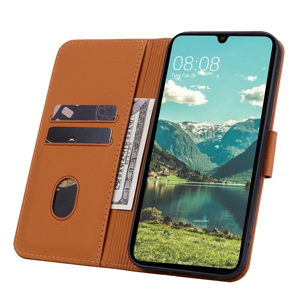 Samsung Galaxy A57 EIDERWOOD Flip Cover with Print - Card Holder and Strap - Brown