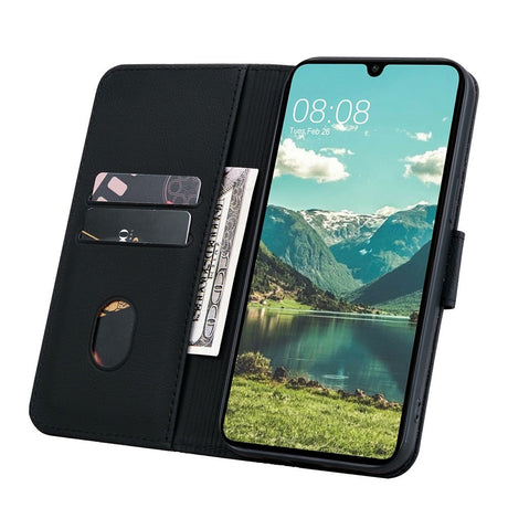 Samsung Galaxy A57 EIDERWOOD Flip Cover with Print - Card Holder and Strap - Black
