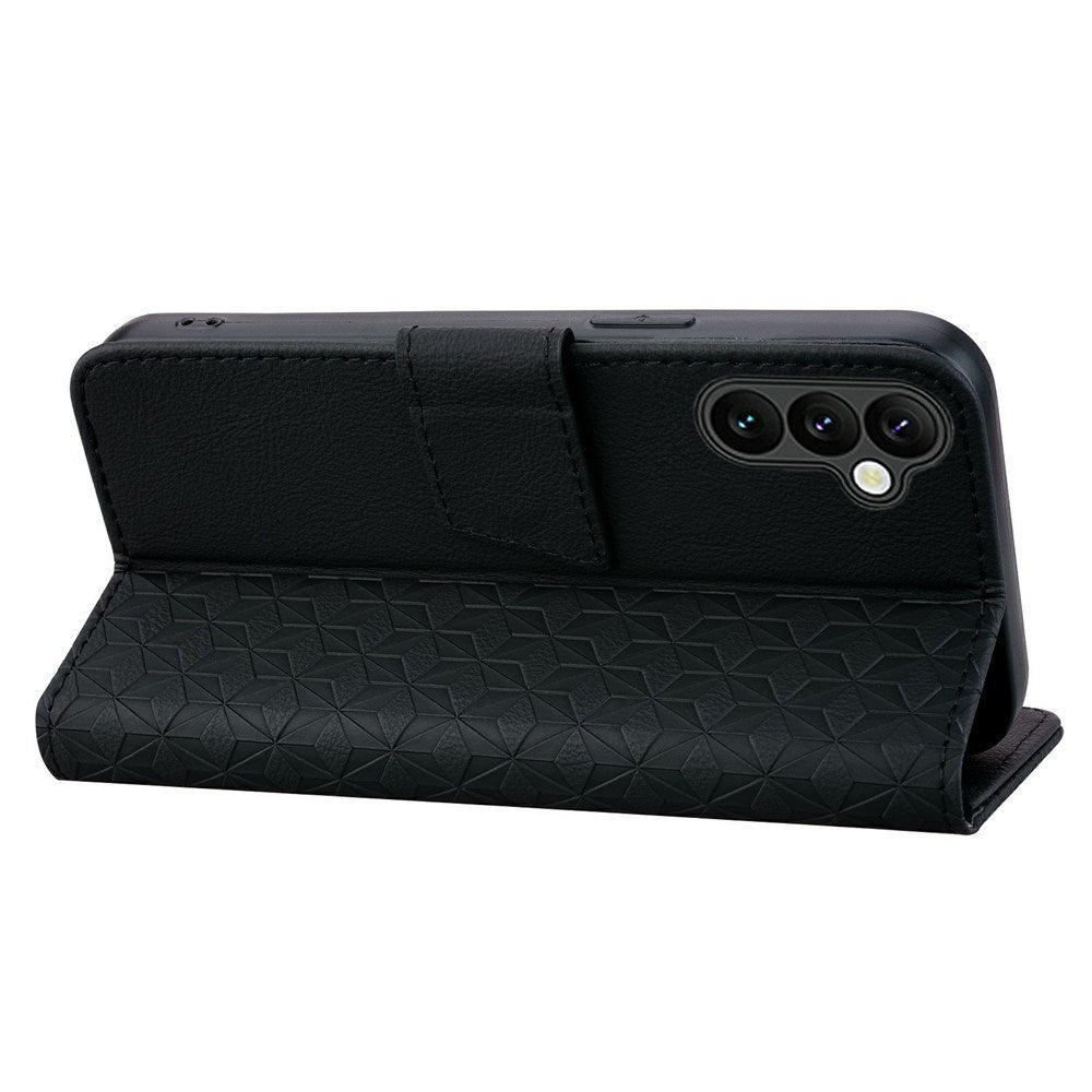 Samsung Galaxy A57 EIDERWOOD Flip Cover with Print - Card Holder and Strap - Black