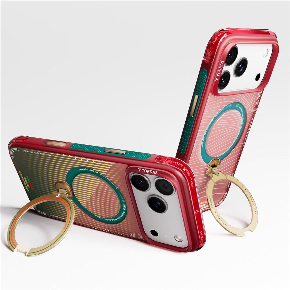 iPhone 17 Pro TORRAS Ostand Q3 Air Case with 360° Kickstand - MagSafe Compatible - Wave of Passion