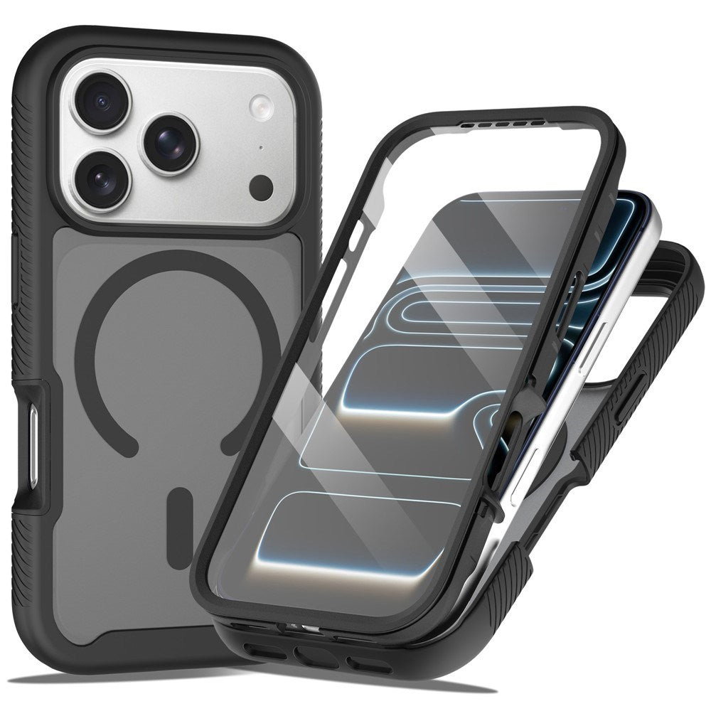 iPhone 18 Pro / 17 Pro EIDERWOOD 2-in-1 Matte Hybrid Plastic Case w. Screen Protector Film - MagSafe Compatible - Black