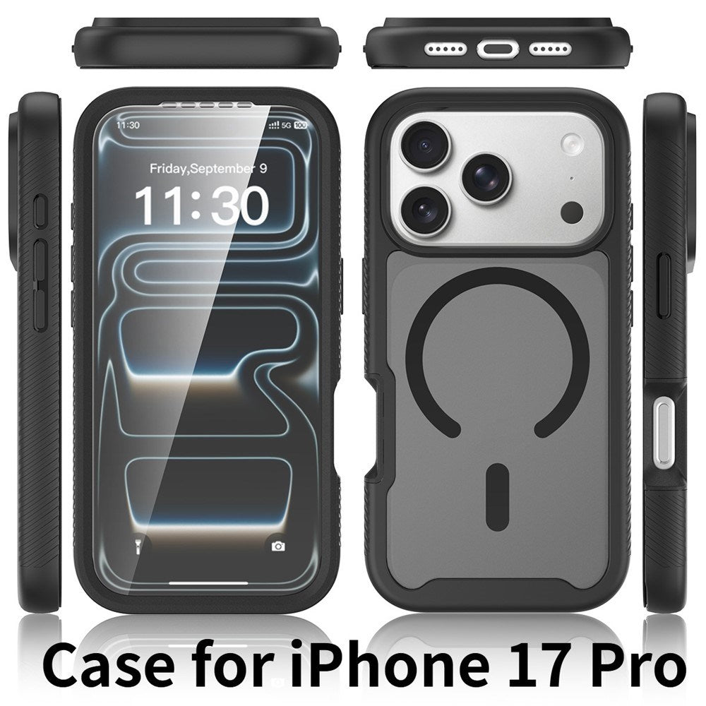 iPhone 18 Pro / 17 Pro EIDERWOOD 2-in-1 Matte Hybrid Plastic Case w. Screen Protector Film - MagSafe Compatible - Black
