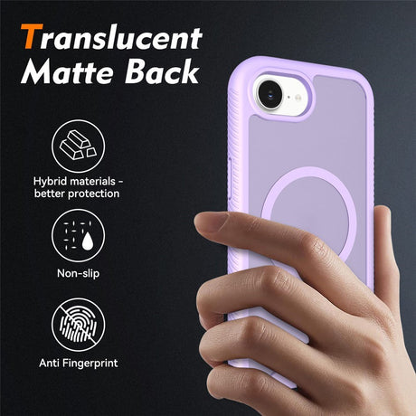 iPhone 17e / 16e EIDERWOOD Matte Hybrid Case with Screen Protector Frame - Purple