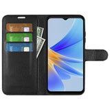 OPPO A17 EIDERWOOD Faux Leather Flip Case with Card Holder & Stand Function - Black
