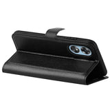 OPPO A17 EIDERWOOD Faux Leather Flip Case with Card Holder & Stand Function - Black
