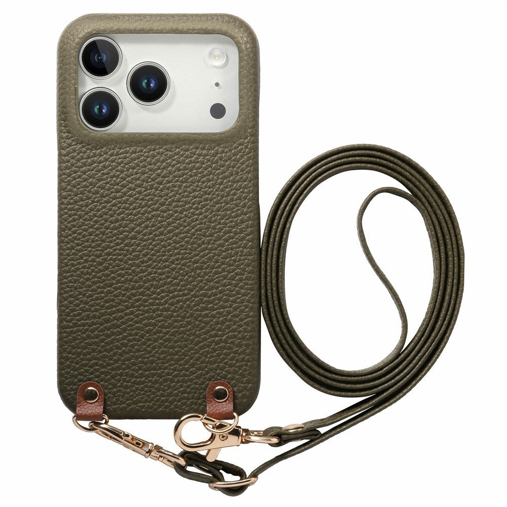 iPhone 17 Pro EIDERWOOD Faux Leather Back Case with Strap - Green