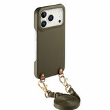 iPhone 17 Pro EIDERWOOD Faux Leather Back Case with Strap - Green
