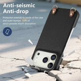 iPhone 17 Pro Max EIDERWOOD Faux Leather Back Case with Strap - Black