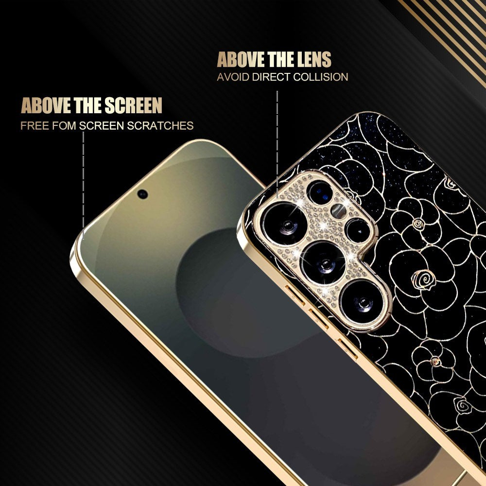 Samsung Galaxy S26 Ultra EIDERWOOD Hybrid Plastic Case with Flowers & Diamond Camera - Black