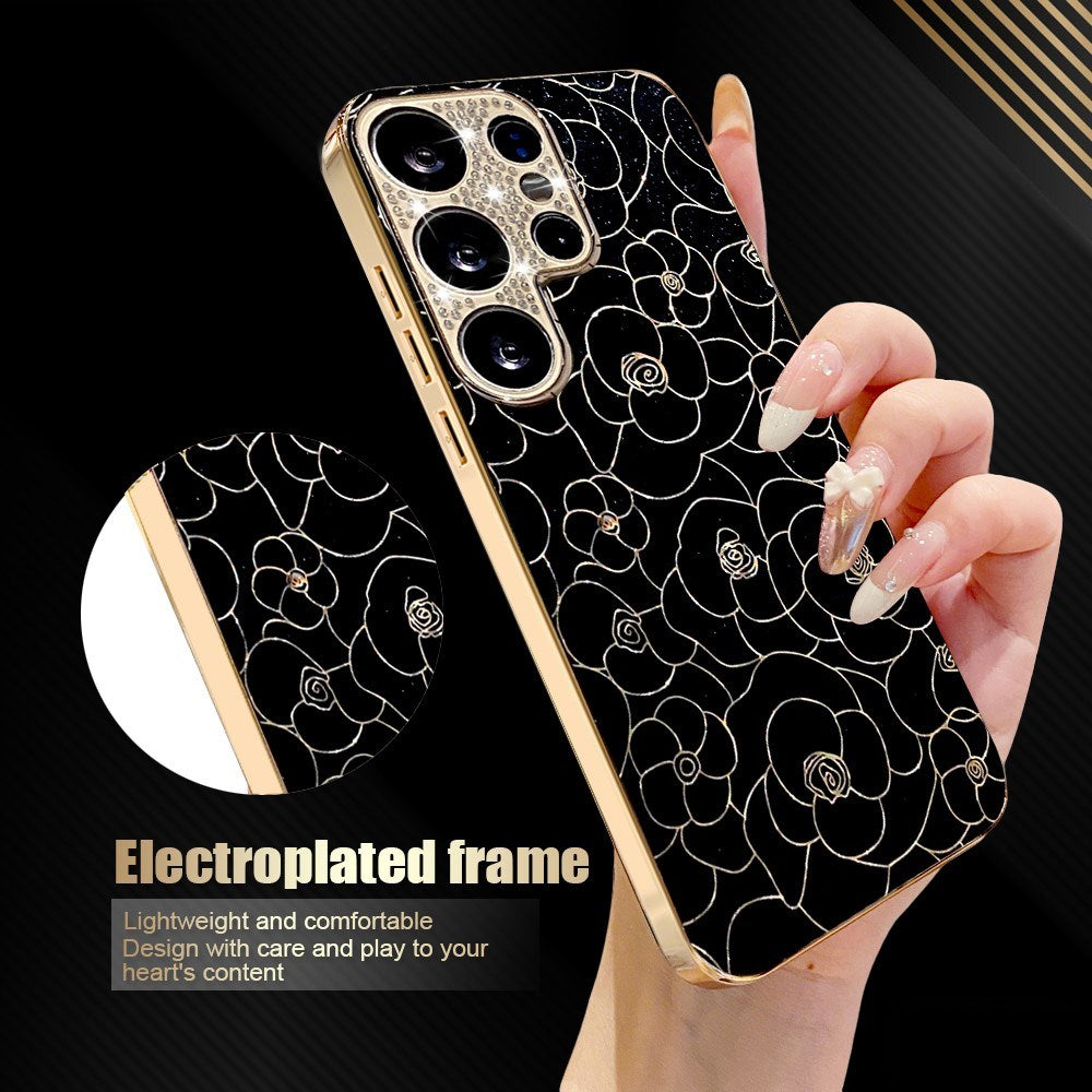 Samsung Galaxy S26 Ultra EIDERWOOD Hybrid Plastic Case with Flowers & Diamond Camera - Black