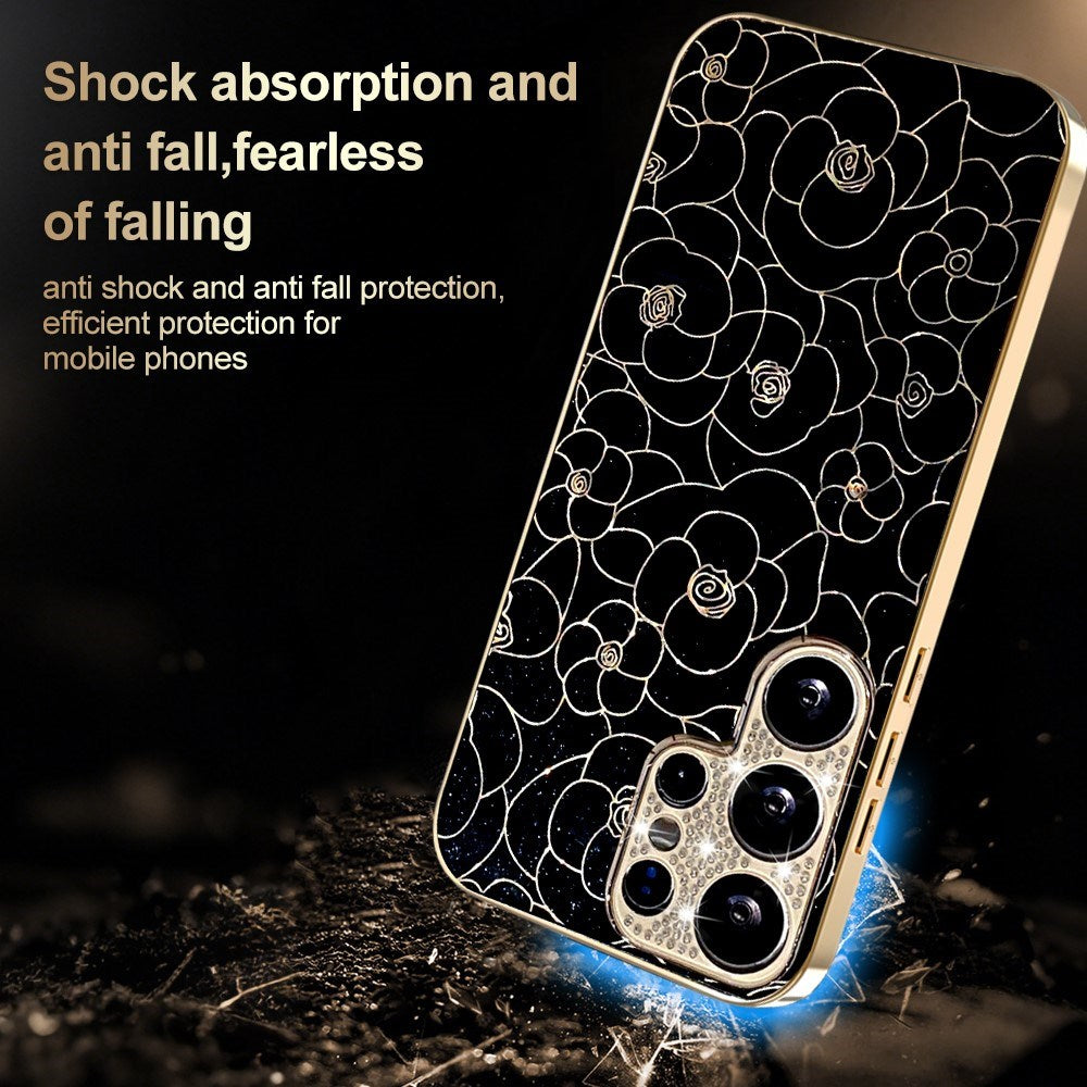 Samsung Galaxy S26 Ultra EIDERWOOD Hybrid Plastic Case with Flowers & Diamond Camera - Black