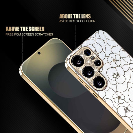 Samsung Galaxy S26 Ultra EIDERWOOD Hybrid Plastic Case with Flowers & Diamond Camera - White
