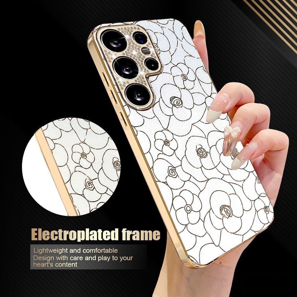 Samsung Galaxy S26 Ultra EIDERWOOD Hybrid Plastic Case with Flowers & Diamond Camera - White