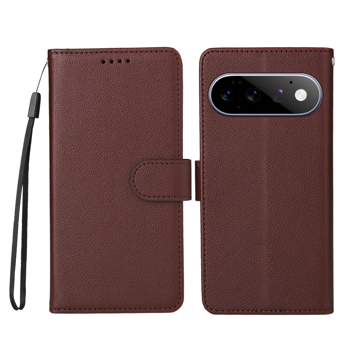 EIDERWOOD Google Pixel 11 / 11 Pro Flip Case - Card Holder & Wrist Strap - Brown