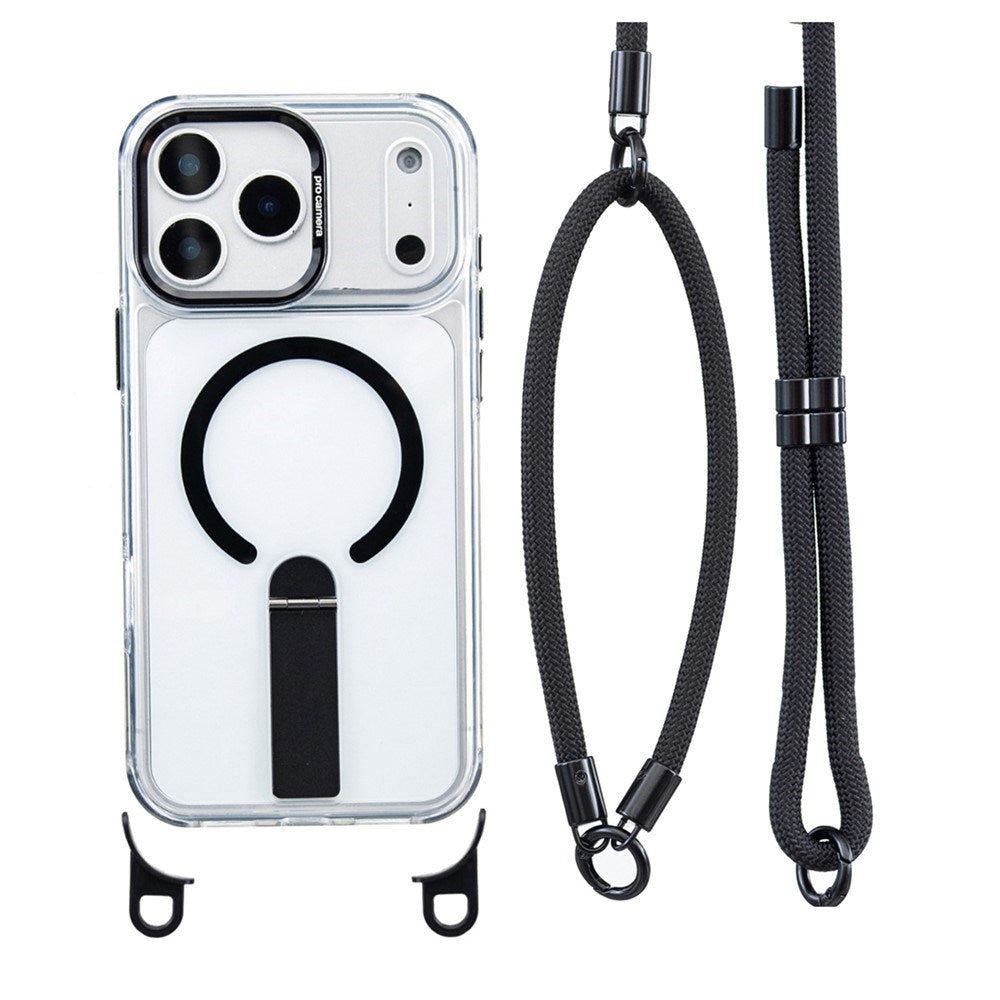 iPhone 17 Pro EIDERWOOD Case with Stand Function & Shoulder / Wrist Strap - MagSafe Compatible - Black