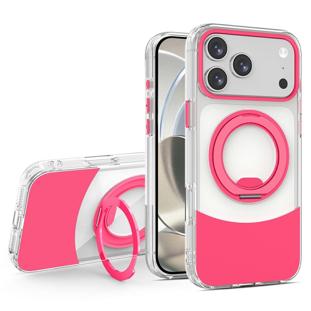 iPhone 17 Pro Max EIDERWOOD Hybrid Case with Stand Function - MagSafe Compatible - Transparent / Hot Pink