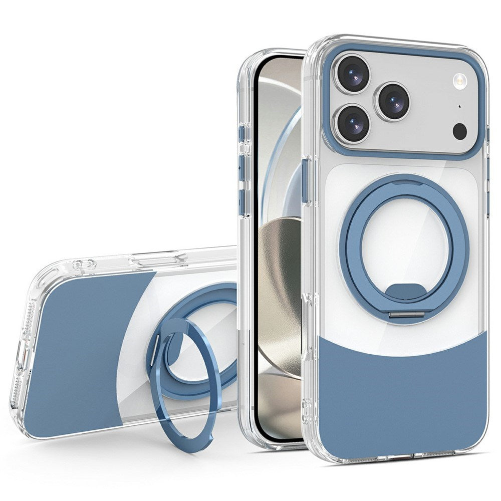 iPhone 17 Pro EIDERWOOD Hybrid Case with Stand Function - MagSafe Compatible - Transparent / Blue