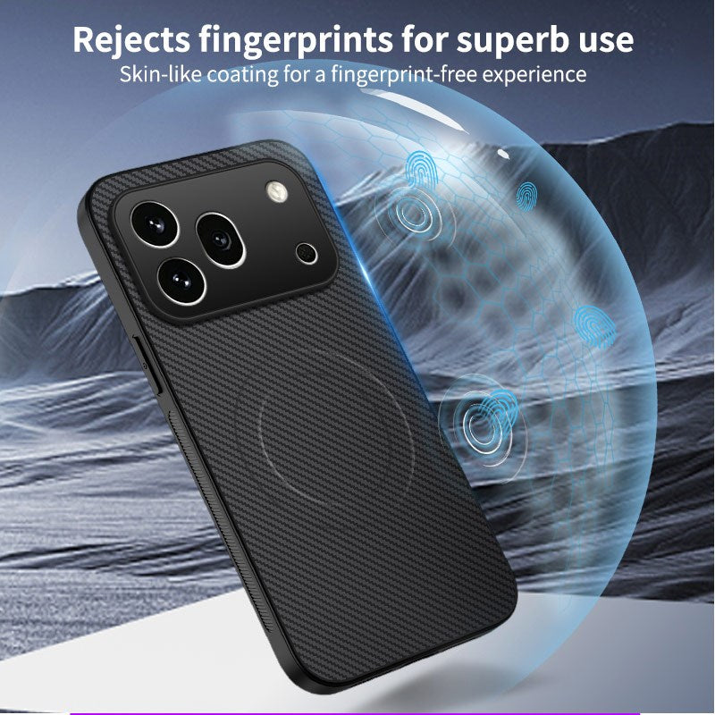 Honor 600 Pro WANLONFENG Case with Carbon Texture - MagSafe Kompatibel - Grey