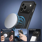 Honor 600 Pro WANLONFENG Case with Carbon Texture - MagSafe Kompatibel - Orange
