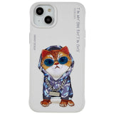 iPhone 14 Plastic Hybrid case with motif - Cat with Hoodie