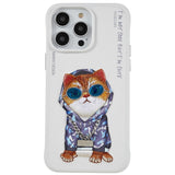 iPhone 14 Pro Plastic Hybrid Case with Motif - Hoodie Cat