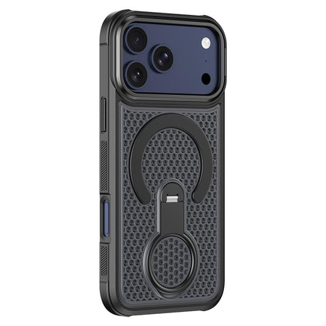 iPhone 17 Pro EIDERWOOD Hybrid Case with Heat Dissipation & 360° Rotating Kickstand - MagSafe Compatible - Black