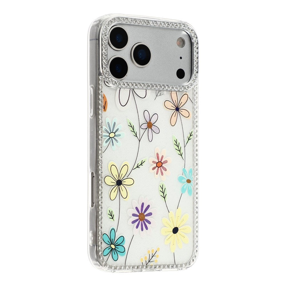 iPhone 17 Pro Max EIDERWOOD Hybrid Case with Rhinestone & Floral Design - White / Multicolor Flowers