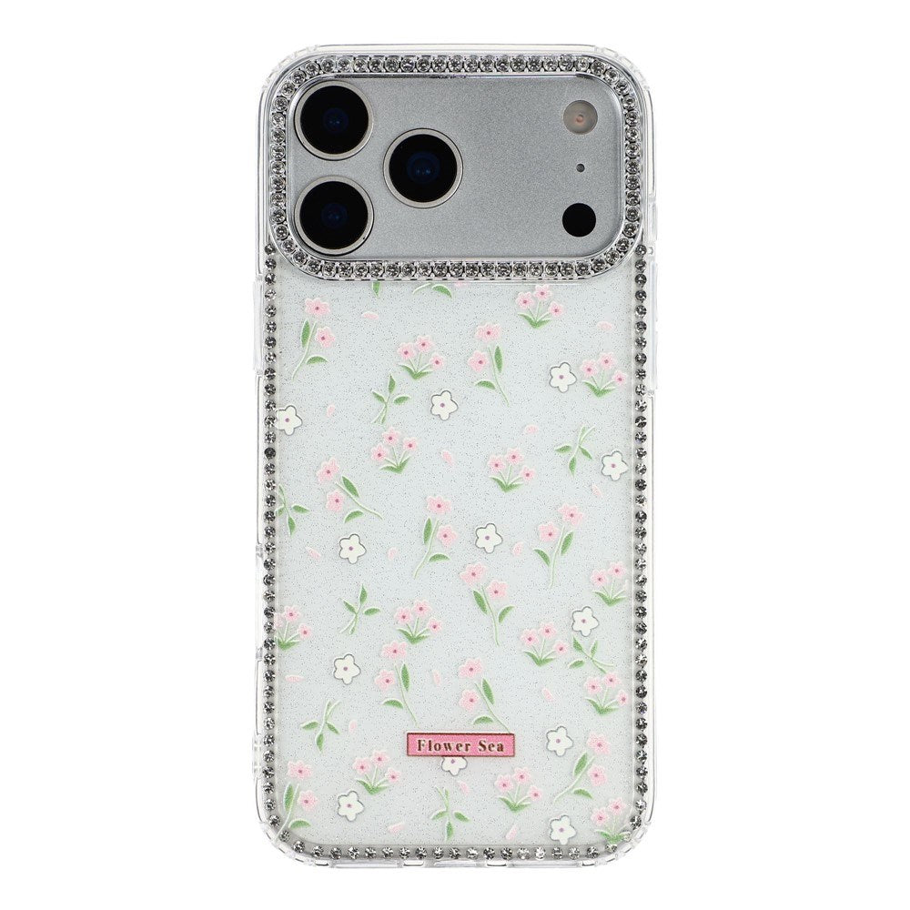 iPhone 17 Pro Max EIDERWOOD Hybrid Case with Rhinestone & Floral Design - White / Spring Flowers