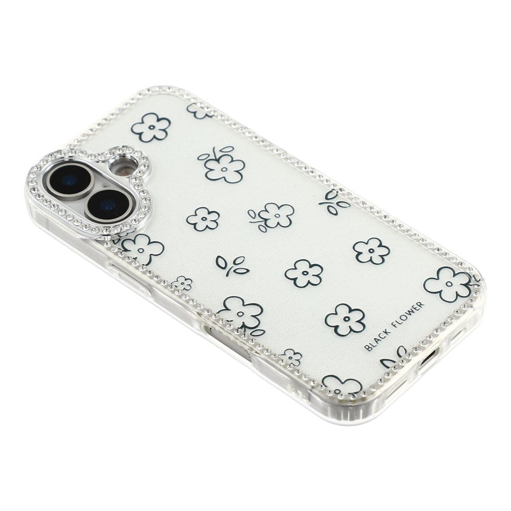 iPhone 17 EIDERWOOD Hybrid Case with Rhinestone & Floral Design - White / Flowers