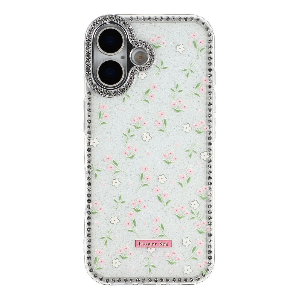 iPhone 17 EIDERWOOD Hybrid Case with Rhinestone & Floral Design - White / Spring Flowers