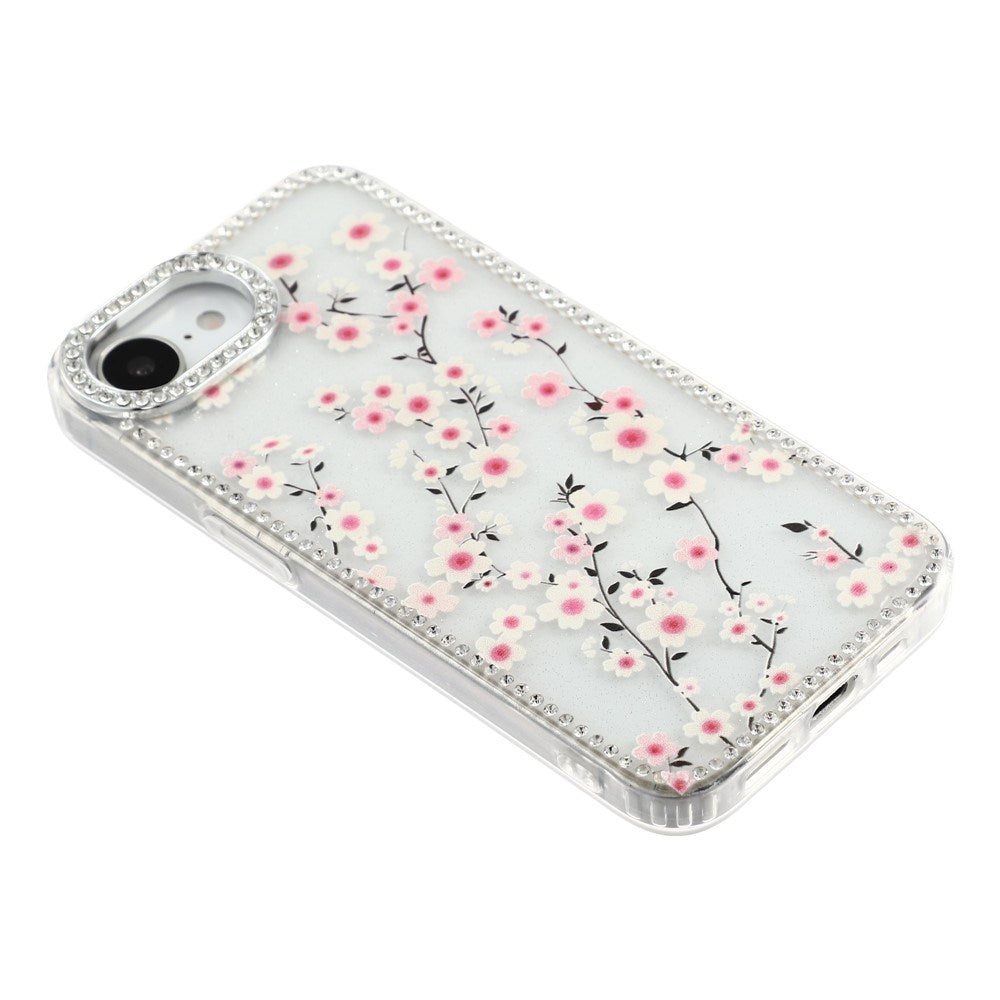 iPhone 17e / 16e EIDERWOOD Hybrid Case with Rhinestone & Floral Design - Transparent / Cherry Blossoms