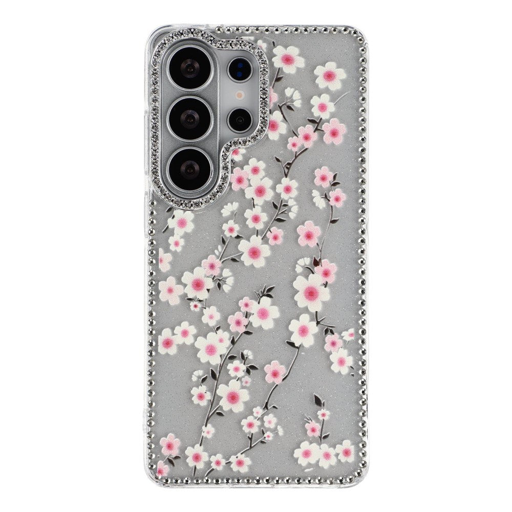 Samsung Galaxy S26 Ultra EIDERWOOD Hybrid Case with Rhinestone & Floral Design - Transparent / Cherry blossoms