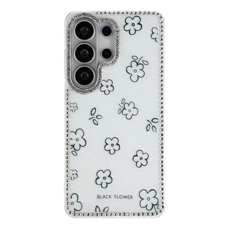 Samsung Galaxy S26 Ultra EIDERWOOD Hybrid Case with Rhinestone & Floral Design - White / Flowers