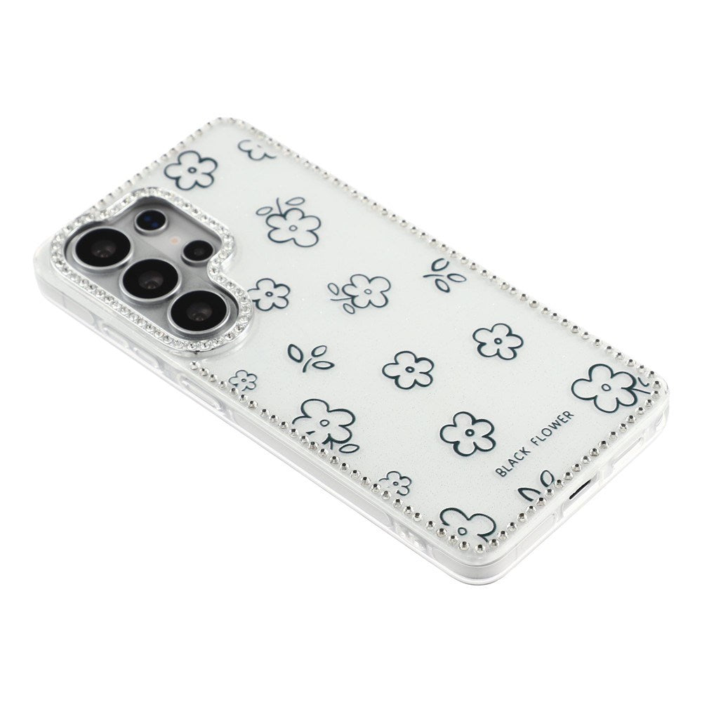 Samsung Galaxy S26 Ultra EIDERWOOD Hybrid Case with Rhinestone & Floral Design - White / Flowers