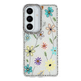 Samsung Galaxy S26 EIDERWOOD Hybrid Case with Rhinestone & Floral Design - White / Multicolor Flowers