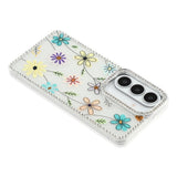 Samsung Galaxy S26 EIDERWOOD Hybrid Case with Rhinestone & Floral Design - White / Multicolor Flowers