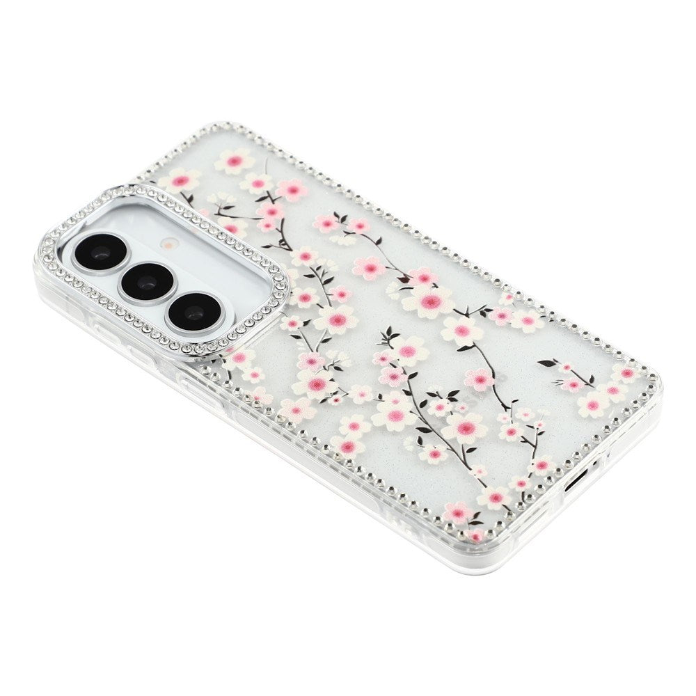 Samsung Galaxy S26 EIDERWOOD Hybrid Case with Rhinestone & Floral Design - Transparent / Cherry Blossoms