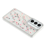 Samsung Galaxy S26 EIDERWOOD Hybrid Case with Rhinestone & Floral Design - Transparent / Cherry Blossoms